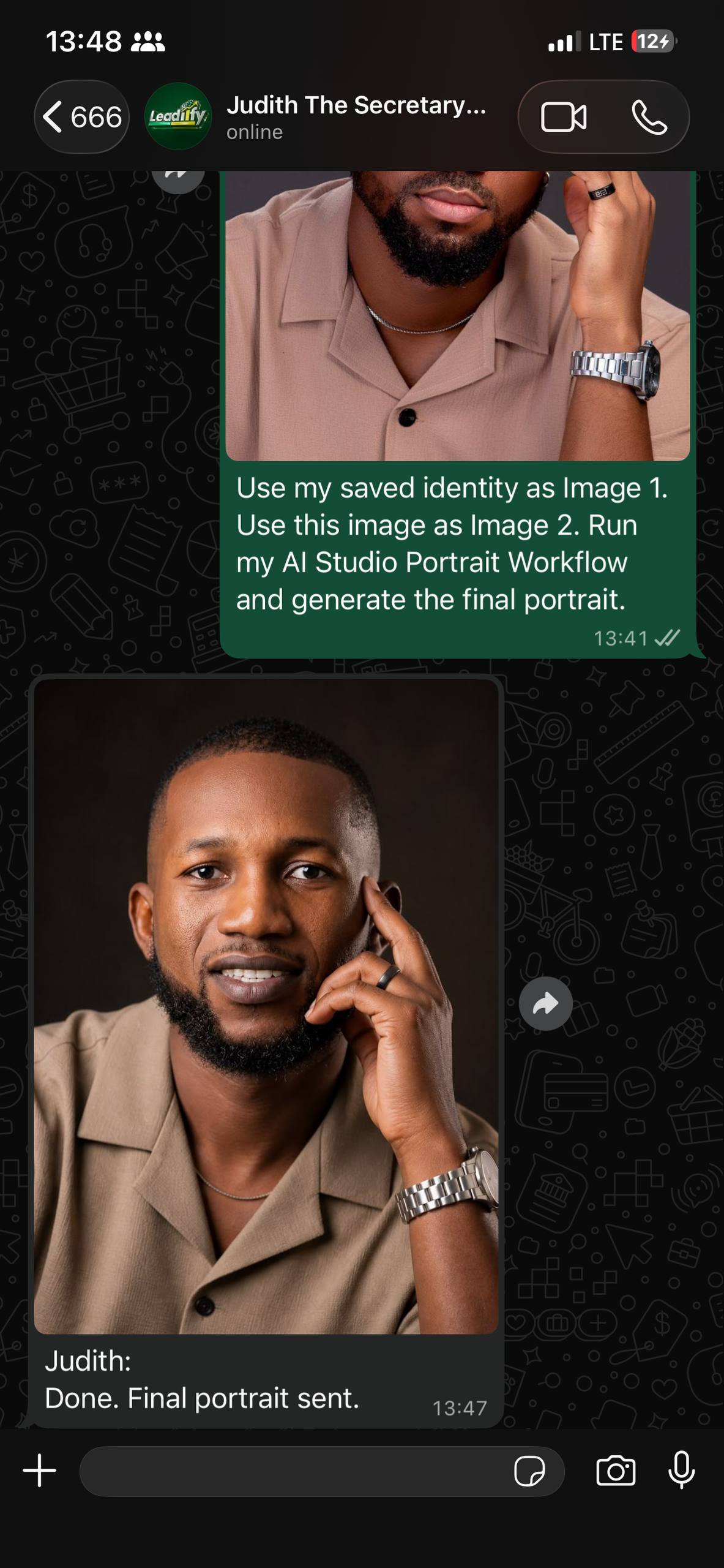 AI Picture WhatsApp Proof from Judith